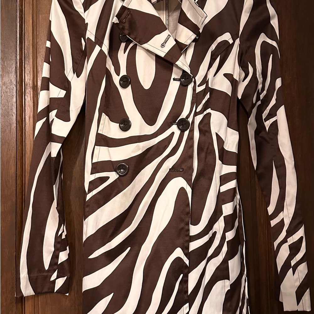 Iz Byer Brown and White Pea Coat